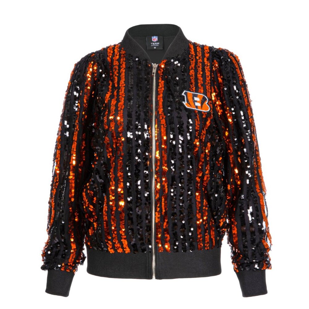 BNT Cincinnati Bengals Two Tone Sequin Embellished Bomber Jacket